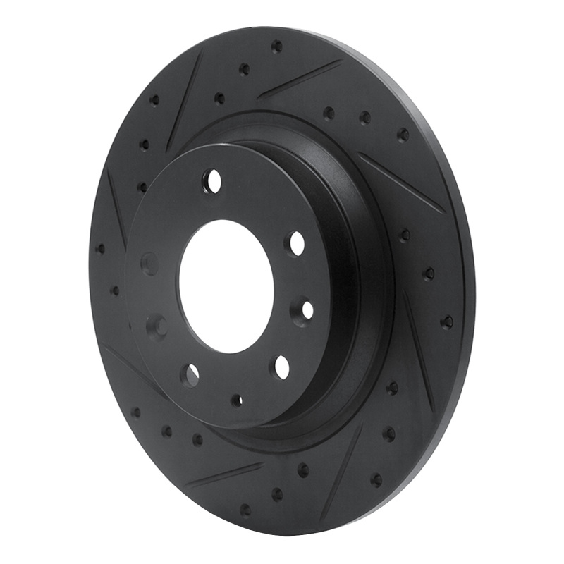 Ford Fusion Brake Rotor (1) - Rear Left - R1 Concepts - Drilled & Slotted - Black - `98-`15